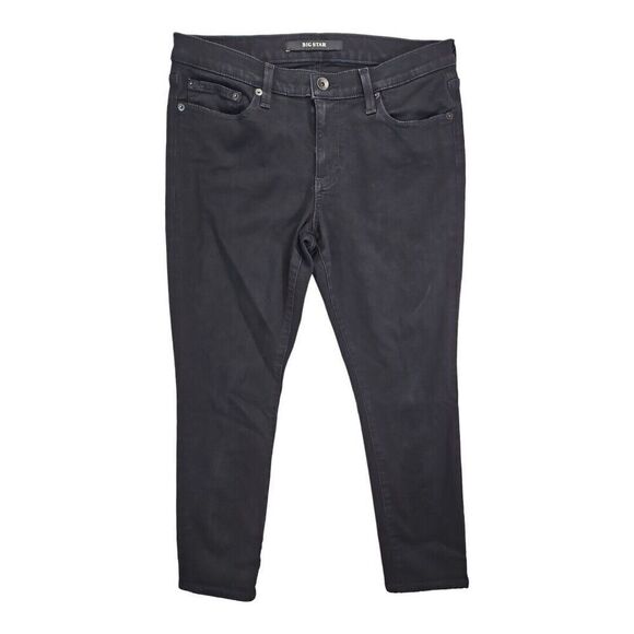 Big Star Jeans Solid Black Stretch Straight Premium Denim Size 31 - Picture 2 of 8